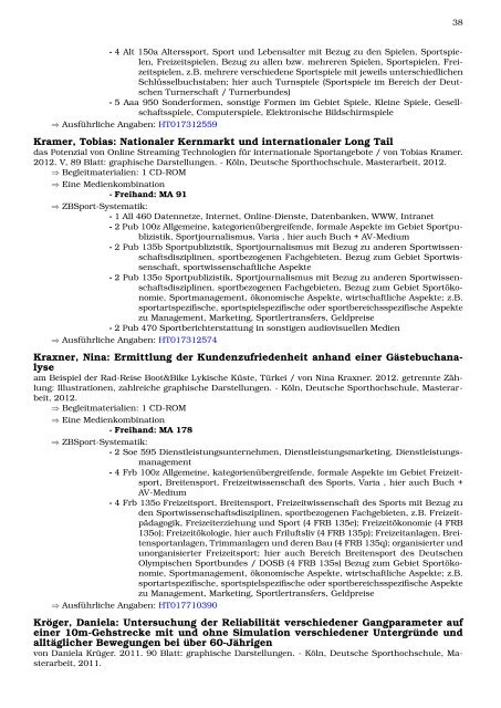 Masterarbeiten - Zentralbibliothek der Sportwissenschaften