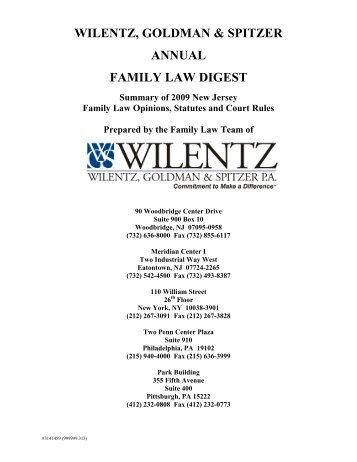 Family Law Digest 2009 - Wilentz, Goldman & Spitzer
