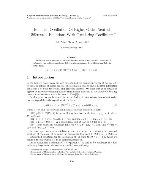 Bounded Oscillation Of Higher Order Neutral Differential Equations ...