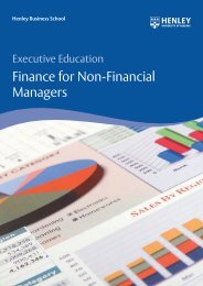 Finance for Non-Financial Managers - Henley Business School