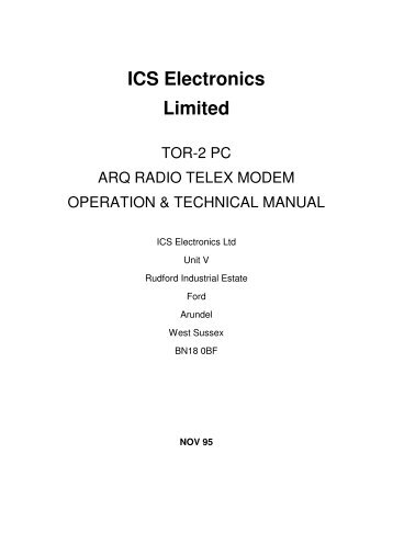 PC ARQ Radio Telex Modem Operational and Technical Manual