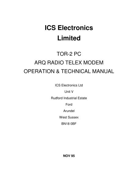 PC ARQ Radio Telex Modem Operational and Technical Manual