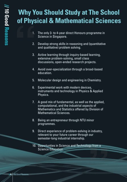 Curriculum Overview - Spms - Nanyang Technological University