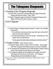 The Tokugawa Shogunate - Wyoming City Schools