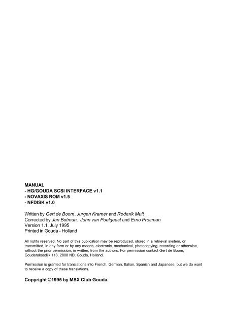 Novaxis SCSI interface manual - MSX Assembly Page