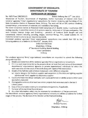 Expression of Interest (EOI) - Meghalaya