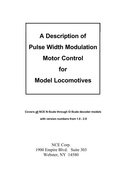 A Description of Pulse Width Modulation Motor Control for ... - NCE