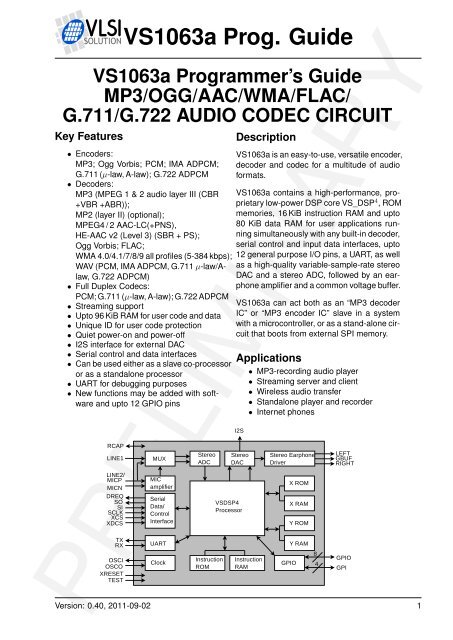VS1063 Programmer's Guide - VLSI Solution