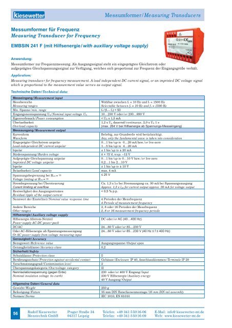 ProgrammÃ¼bersicht - Rudolf Kiesewetter Messtechnik GmbH