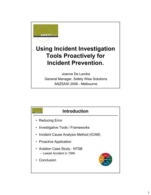 Using Incident Investigation Tools Proactively for Incident ... - ASASI