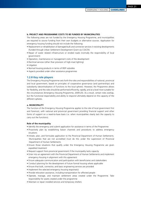 Implementation of emergency housing - Housing Development ...