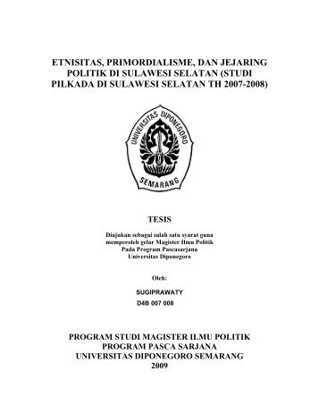 etnisitas, primordialisme, dan jejaring politik di sulawesi selatan