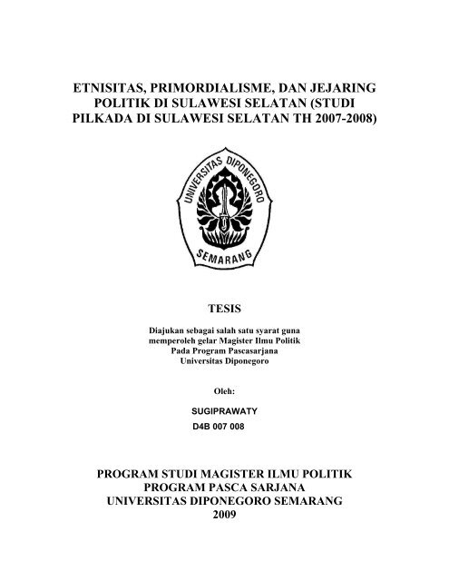 etnisitas, primordialisme, dan jejaring politik di sulawesi selatan