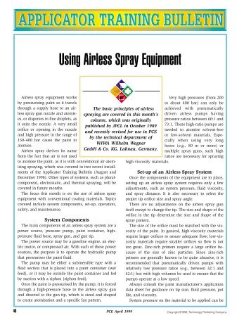 Applicator Training Bulletin: Using Airless Spray ... - PaintSquare