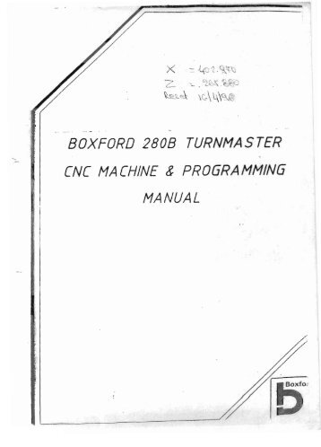 boxford 280b turnmaster cnc machine & programming manual