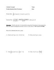 Product and Quotient Rule Wksht