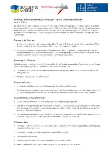 Merkblatt Abschluss-Stipendium - Graduiertenakademie - Leibniz ...