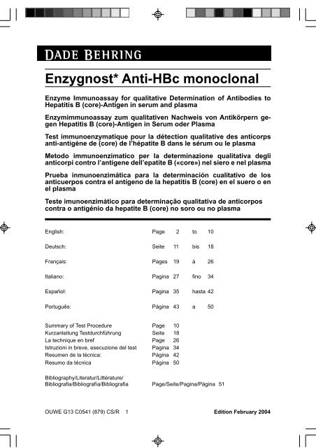 Enzygnost* Anti-HBc monoclonal - Medcorp