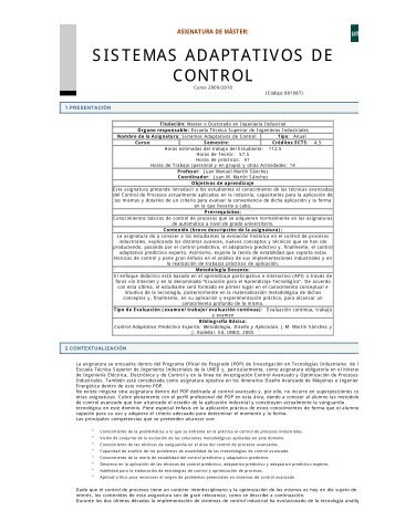 sistemas adaptativos de control - Departamento de IngenierÃ­a ...