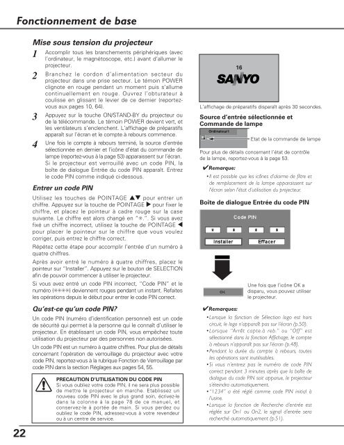 TÃ©lÃ©charger le manuel d'utilisation Sanyo PLC-XU110 - Lampe ...