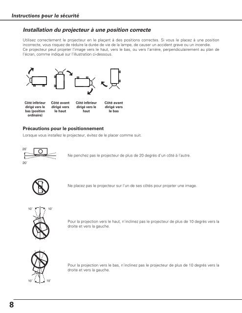 TÃ©lÃ©charger le manuel d'utilisation Sanyo PLC-XU110 - Lampe ...