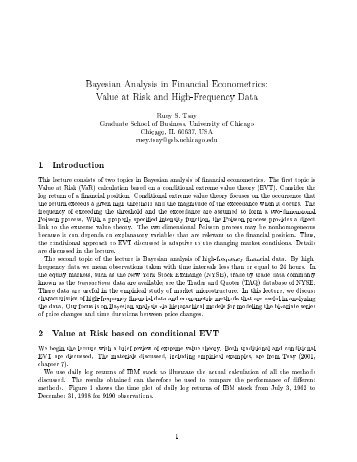 Bayesian Analysis in Financial Econometrics: Value at Risk and ...
