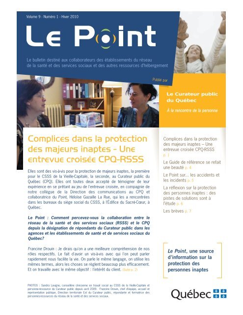 Le Point, vol. 9, n o 1, hiver 2010 - Le Curateur public du QuÃ©bec