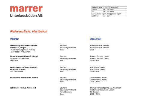 Fugenlose BodenbelÃ¤ge (PDF) - Marrer AG