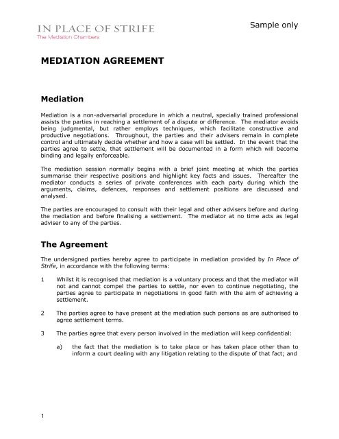 MEDIATION AGREEMENT - Adrian Llewelyn-Evans