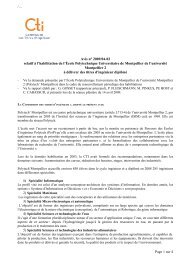 Avis Polytech Montpellier - Commission des Titres d'IngÃ©nieur