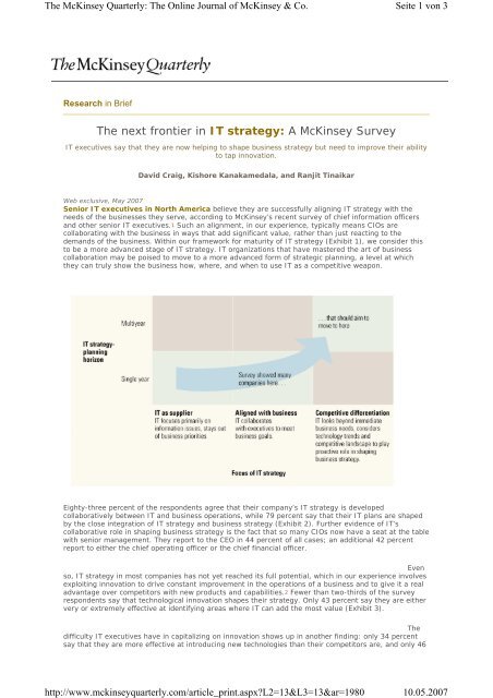 The next frontier in IT strategy: A McKinsey Survey