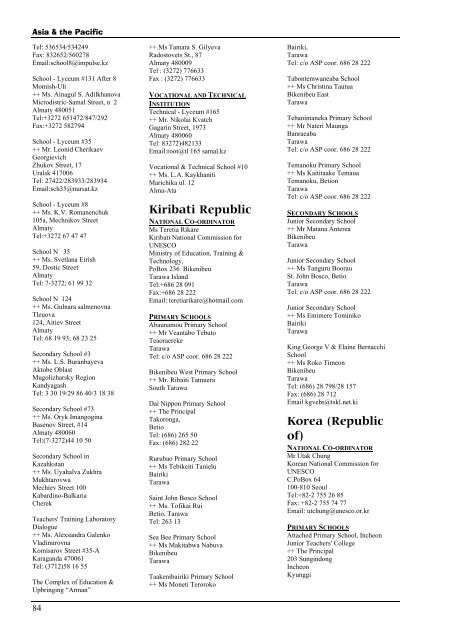 ASPnet list of participating institutions; 2004 - unesdoc - Unesco