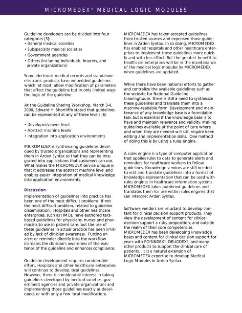 Medical Logic Modules White Paper [PDF} - IDS-Healthcare