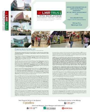 LIPPO-MAPLETREE - Lippo Malls Indonesia Retail Trust - Investor ...
