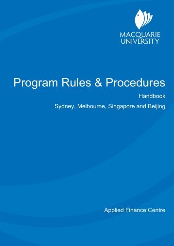 Program Rules & Procedures - Macquarie Applied Finance Centre