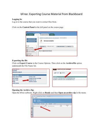 bFree: Exporting Course Material from Blackboard