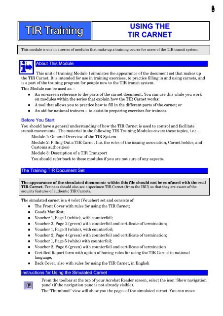 Example TIR Carnet - untrr