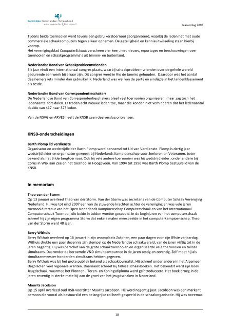 Jaarverslag KNSB 2009.pdf - Koninklijke Nederlandse Schaakbond