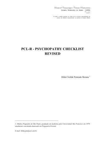 PCL-R - PSYCHOPATHY CHECKLIST REVISED - SAP