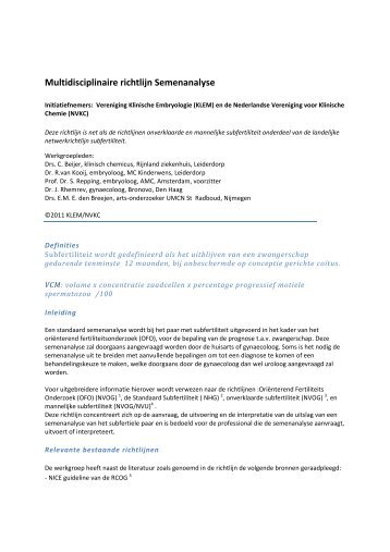 Multidisciplinaire richtlijn Semenanalyse - NVOG