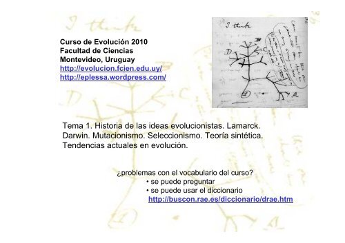 Tema 1. Historia de las ideas evolucionistas. Lamarck. Darwin ...