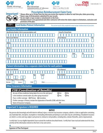 Prescription Claim Form - Arkansas Blue Cross and Blue Shield