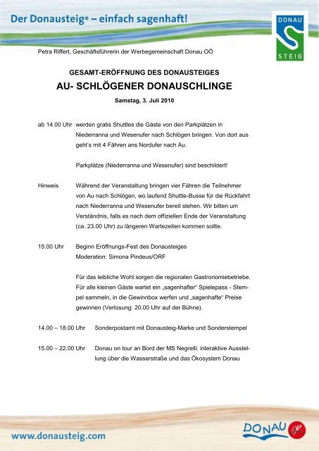 Pressekonferenz Download - Donau OberÃ¶sterreich