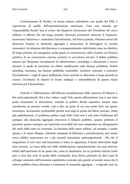 Oltre l'austeritÃ  - Cesaratto - cambiailmondo