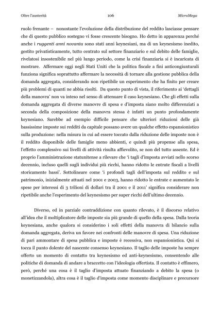 Oltre l'austeritÃ  - Cesaratto - cambiailmondo