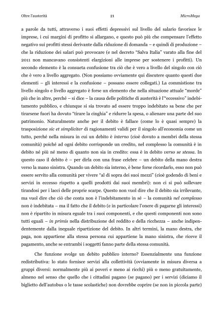 Oltre l'austeritÃ  - Cesaratto - cambiailmondo