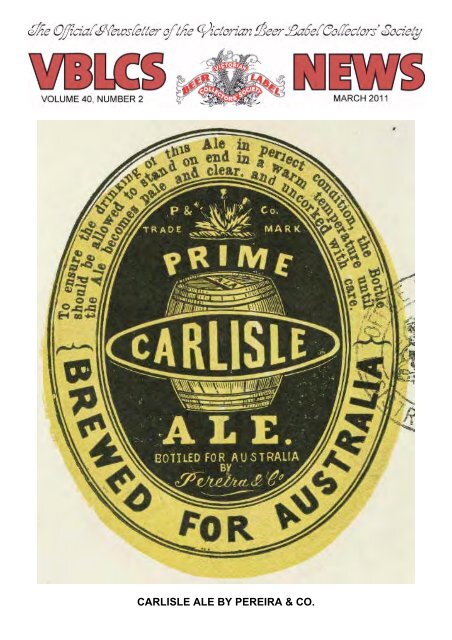 View Newsletter Online - The Victorian Beer label Collectors Society