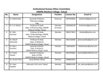 Committees - GMERS Medical college