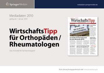 Wirtschaftstipp für Orthopäden / Rheumatologen