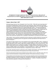 petrowest energy services trust announces $94.2 million of ... - BMIR